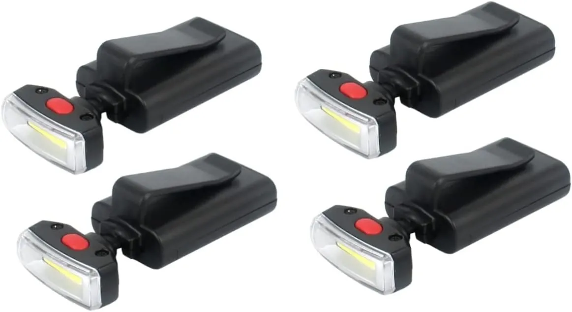Uonlytech 2sets Hiking Headlamps Cap Lights Clip on for Hat Echargeable Camping Light 90° Adjustability for Wide Beam 2pcs*2