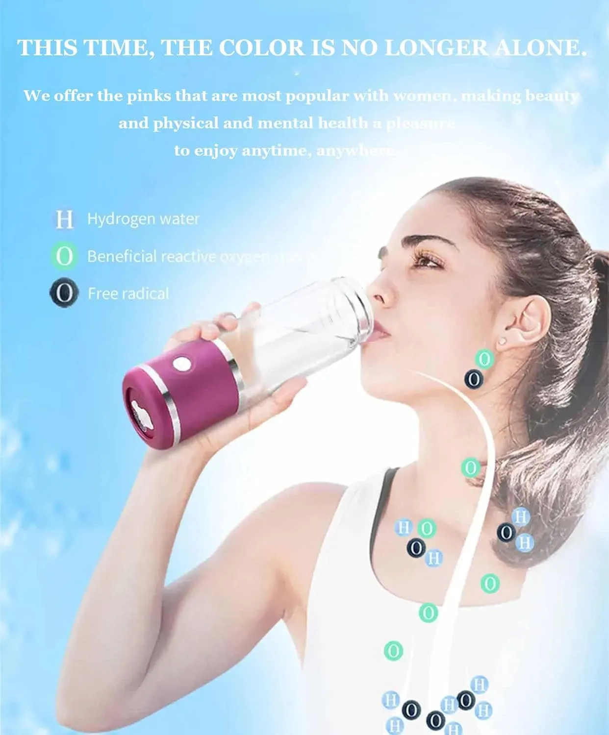 Upgraded 2-in-1 Hydrogen Water Bottle Generator, 2000PPB Pure Hydrogen Concentration, Purification Vent, Reduction Imported Hydrogen Ionized Water Cup