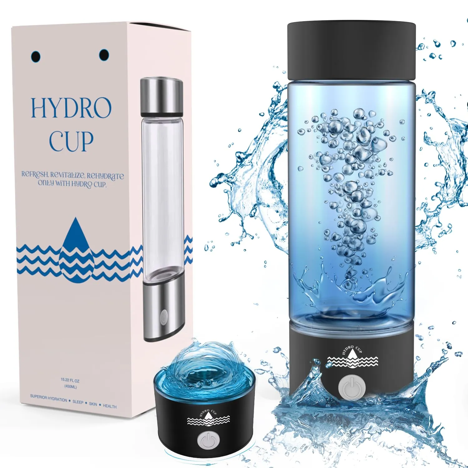 Upgraded Hydrogen Water Bottle 2025, Hydrogen Water Bottle Generator with SPE PEM Technology Water Ionizer, Three Minute Rapid Electrolysis (Black)