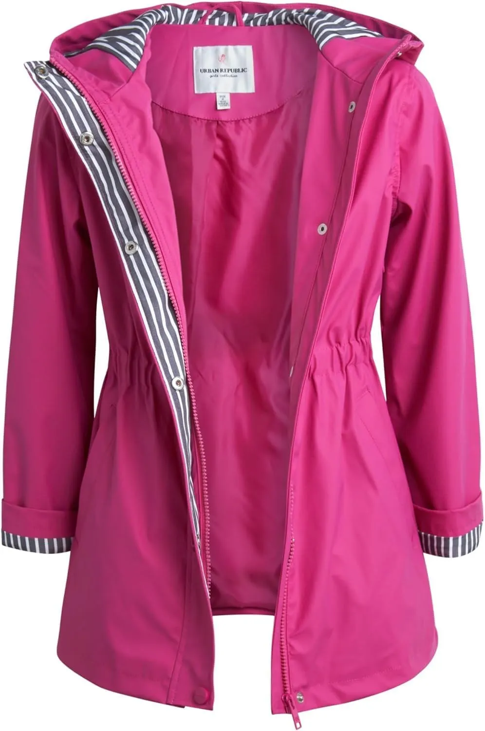 URBAN REPUBLIC Girls Rain Jacket - Slicker Shell Wind & Water Resistant Lightweight Rain Coats for Girls with Pockets (7-16)