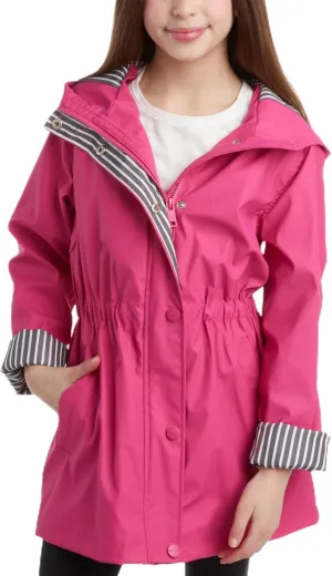 URBAN REPUBLIC Girls Rain Jacket - Slicker Shell Wind & Water Resistant Lightweight Rain Coats for Girls with Pockets (7-16)