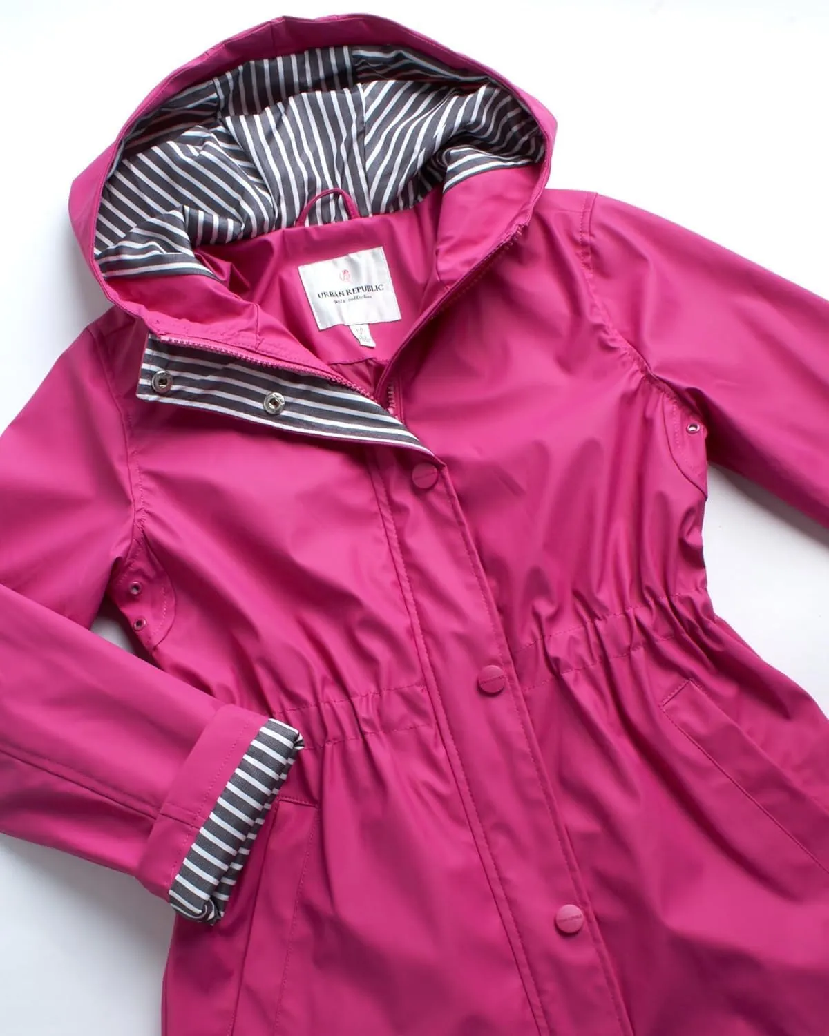URBAN REPUBLIC Girls Rain Jacket - Slicker Shell Wind & Water Resistant Lightweight Rain Coats for Girls with Pockets (7-16)