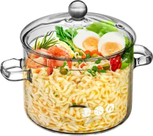 Vaguelly Glass Saucepan Stovetop Pot Glass Cooking Pot for Stove Dessert Glass Bowls Ramen Soup Bowls Glass Pots for Cooking on Stove Saucepan Warmer Mug Baby French High Borosilicate Glass