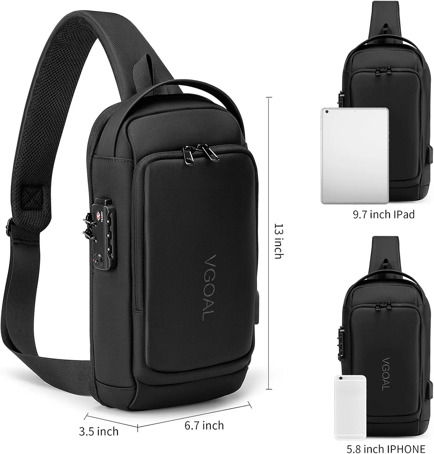 VGOAL Crossbody Bag Sling Bag for Women Men Sling Backpack Mini Backpack Daypack Crossbody for Travel Sport Running Hiking (FG6313)