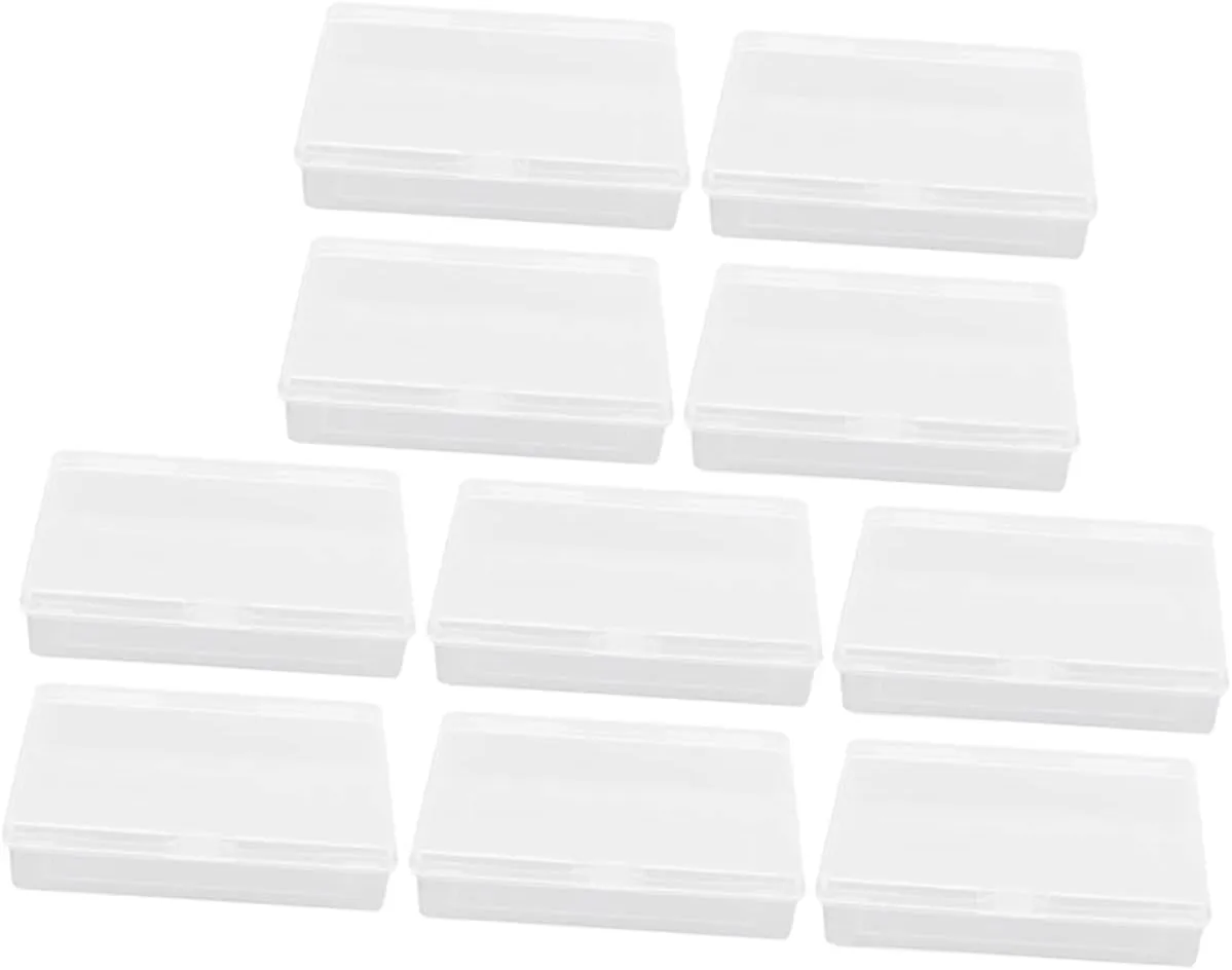 VICASKY Name Boxes 10 Pack Rectangular Cards Container Storage Bins for Game Cards Plastic Holder