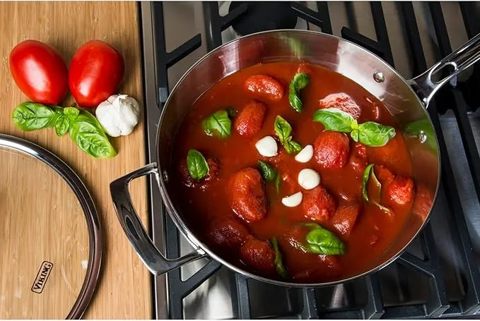 Viking Contemporary 3-Ply - 4.8 Qt. Saute Pan w/Lid   Helper Handle - Mirror Finish