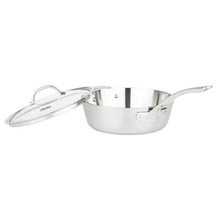Viking Contemporary 3-Ply - 4.8 Qt. Saute Pan w/Lid   Helper Handle - Mirror Finish