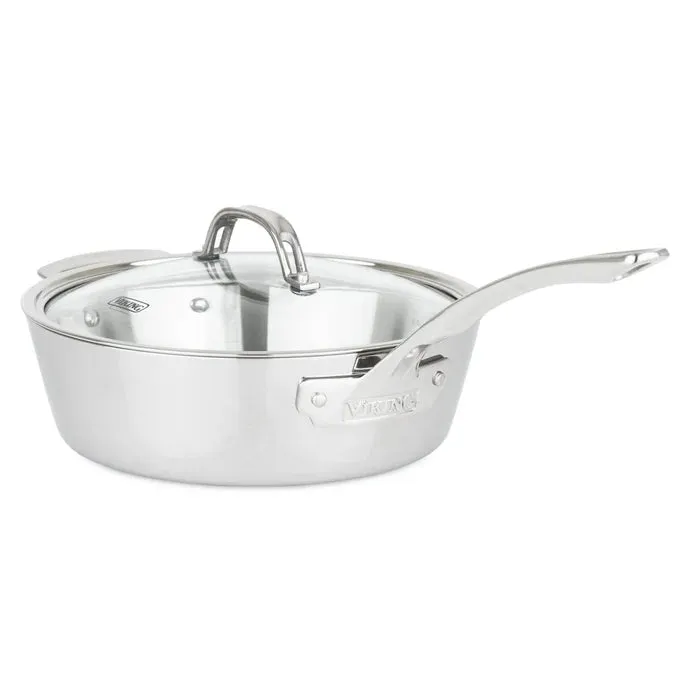 Viking Contemporary 3-Ply - 4.8 Qt. Saute Pan w/Lid   Helper Handle - Mirror Finish