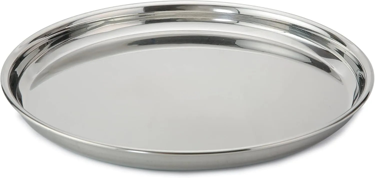 Vinod Dinner Plate Set | 12 Inches Diameter | Ideal For Indian Household | Dishwasher Safe | Silver-Finish | Stainless Steel | Eco-Friendly Tableware | Durable | Corrosion-Resistant | Pack of 4