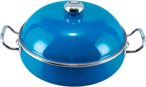 VITA 5-Quart Casserole Dish for Baking (Blue) with Lid - Oven Safe up to 500℉ (Enamel on Steel) - For All Stove Tops & Dishwasher Safe - Enameled Interior Bakeware that's Non-Reactive, Easy to clean