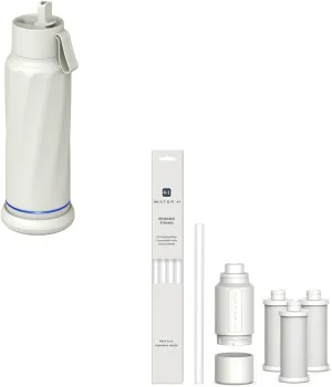 Vita Insulated Smart Water Bottles with Straw White PureSip Adapt Water Bottle Straw 3 Packs Bundle