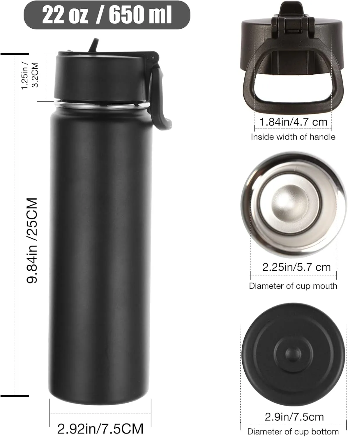 Volhoply Insulated Water Bottles with Straw Bulk 8 Pack, 22 oz Stainless Steel Sports Bottle with Hand Lid, Double Walled Vacuum Travel Water Cup with Wide Mouth, Reusable Cold Water Flask(Mix,8 Set)