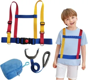 Walking Harness for Older Children with Quick Grip Handle/Wrist Strap and Small Storage Bag, Safety Harness for Autism/ADHD Special Needs, Anti-Lost Children's Travel Strap
