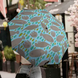 Walrus Animal Ocean Pattern Umbrellas for Rain And Sun Windproof Travel Umbrella Portable Automatic Folding Umbrella for Women Men