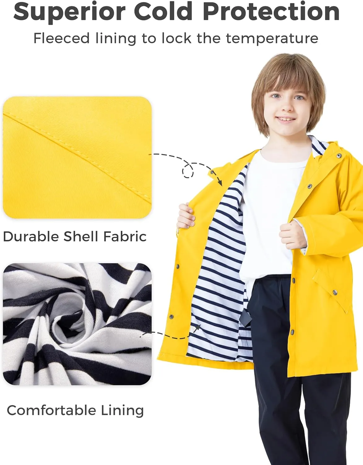 wantdo Boys & Girls Waterproof Rain Jacket Lightweight Rain Coat Hooded Windbreaker
