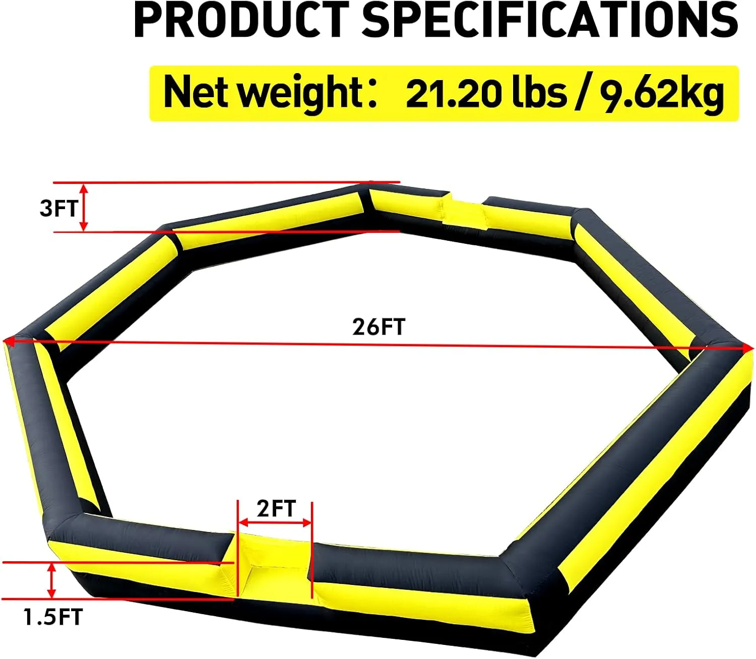 WARSUN 26Ft Gaga Ball Pit Inflatable with Powerful Blower, Portable Gagaball Court for Indoor Outdoor School Family Activities Inflatable Sport Games