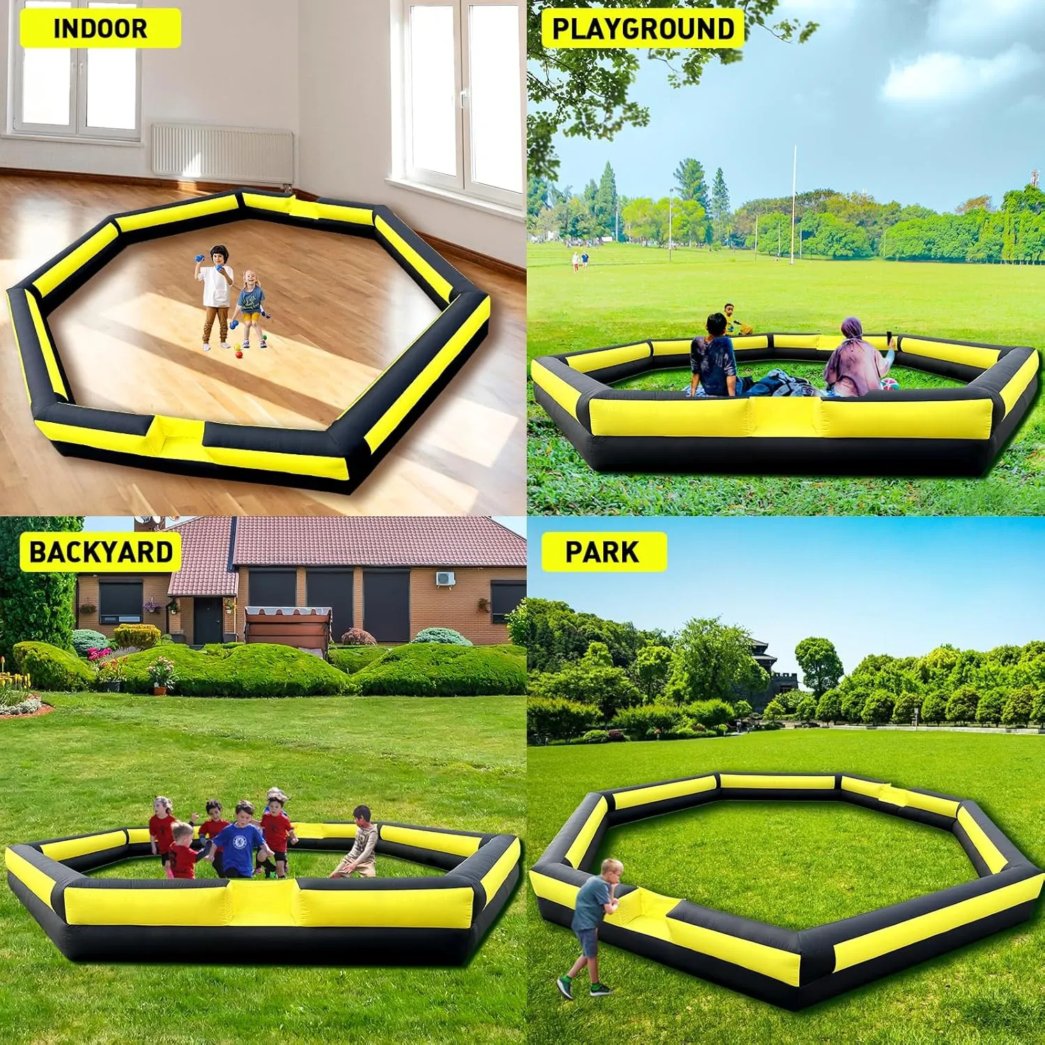 WARSUN 26Ft Gaga Ball Pit Inflatable with Powerful Blower, Portable Gagaball Court for Indoor Outdoor School Family Activities Inflatable Sport Games