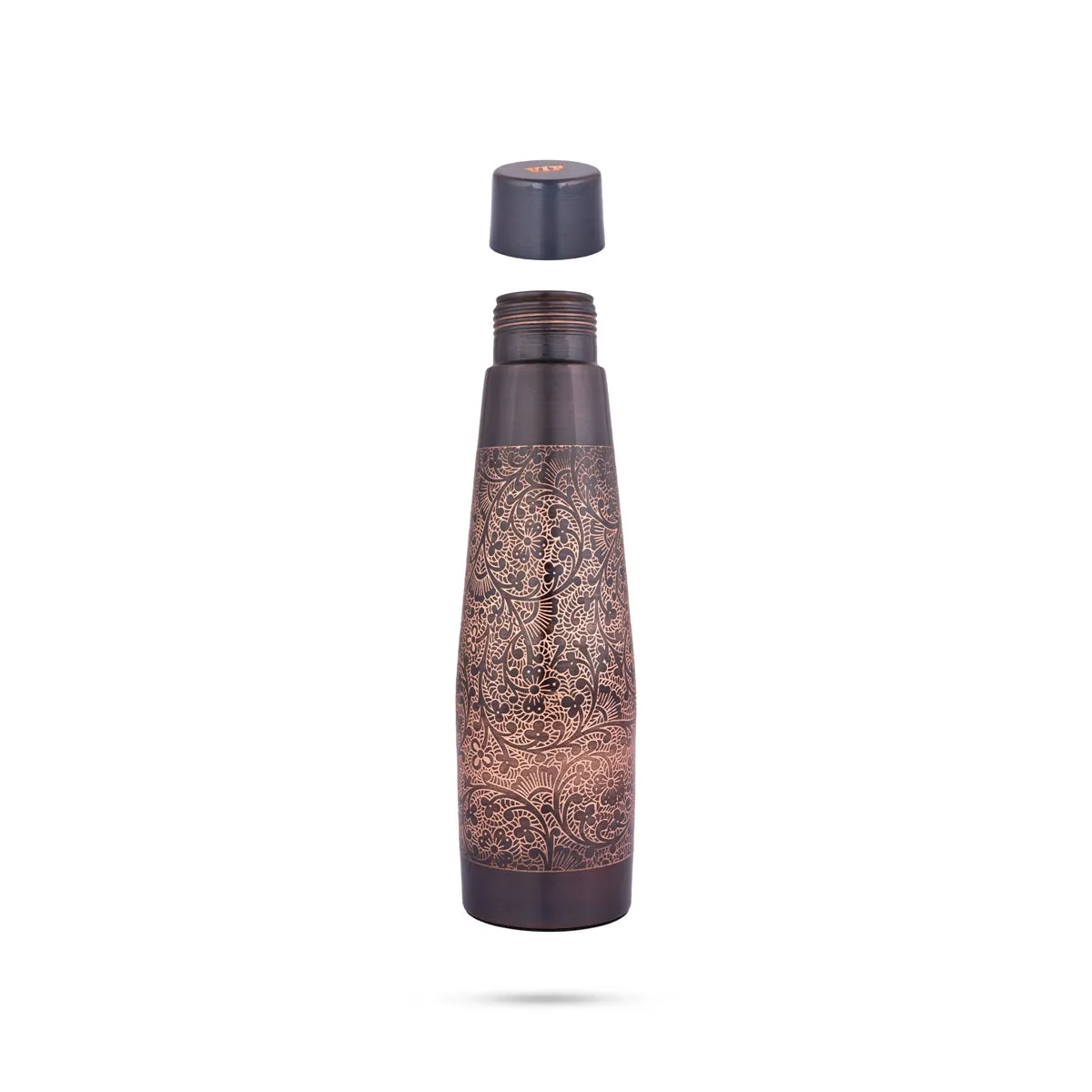 Water Bottle - 1 Ltr | Copper & Silver Peista Eaching Colour Water Container for Home/ 10.5 x 3 Inches/ Assorted Colour