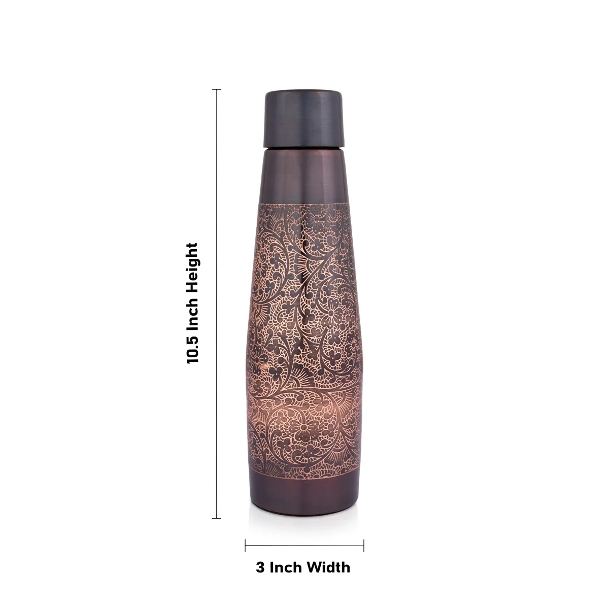 Water Bottle - 1 Ltr | Copper & Silver Peista Eaching Colour Water Container for Home/ 10.5 x 3 Inches/ Assorted Colour