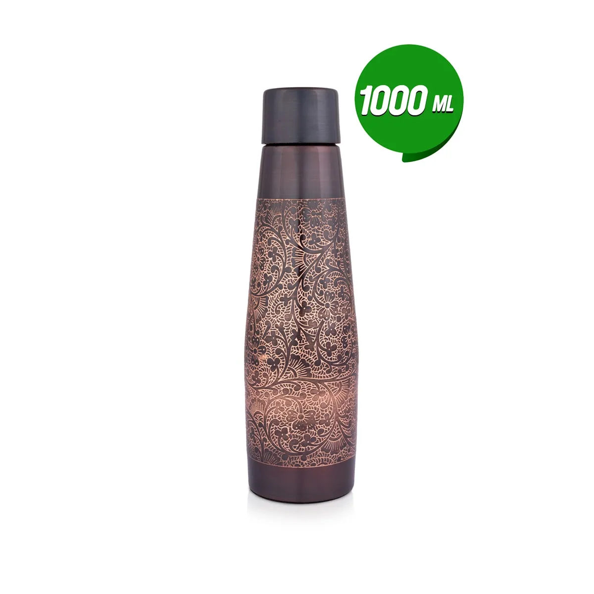 Water Bottle - 1 Ltr | Copper & Silver Peista Eaching Colour Water Container for Home/ 10.5 x 3 Inches/ Assorted Colour