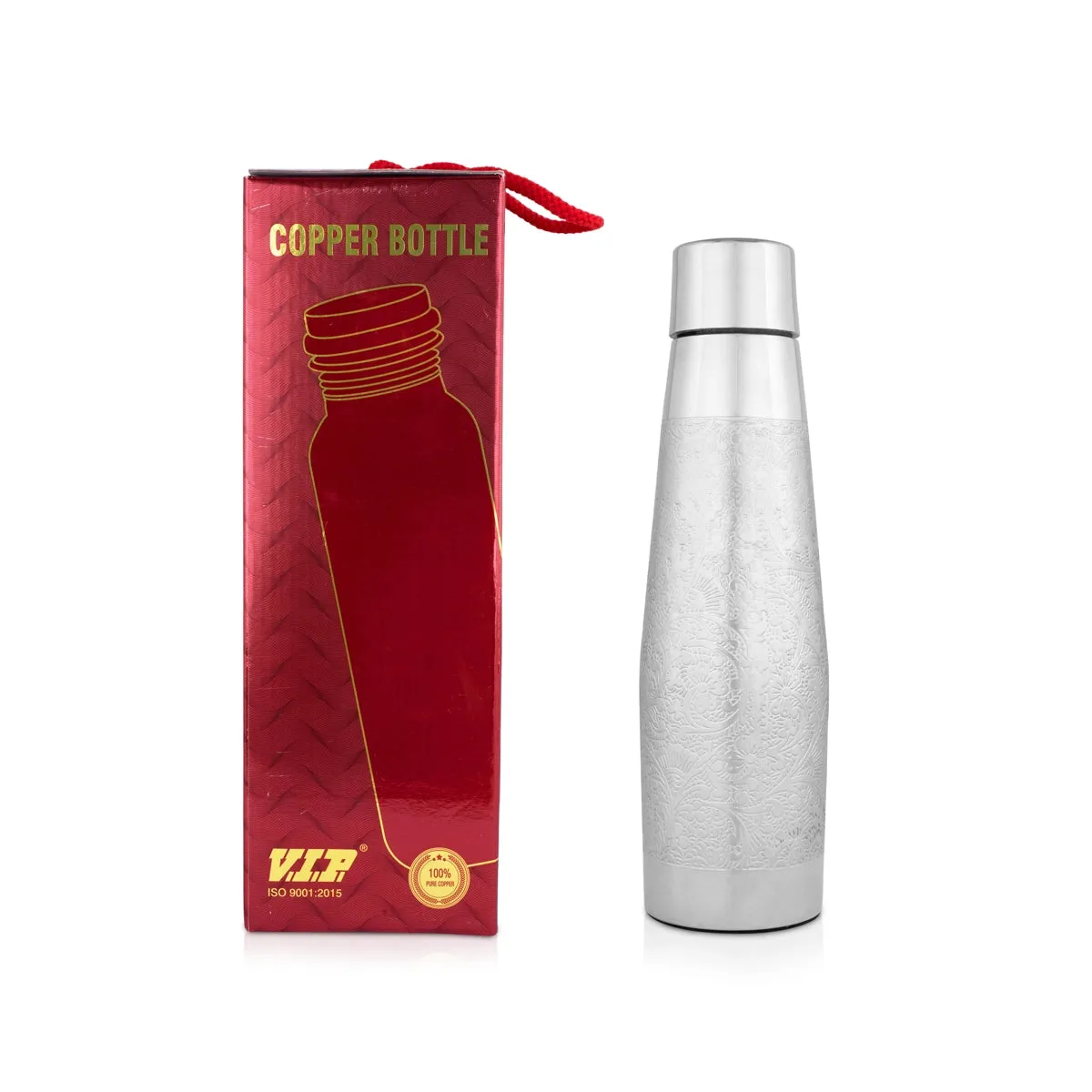 Water Bottle - 1 Ltr | Copper & Silver Peista Eaching Colour Water Container for Home/ 10.5 x 3 Inches/ Assorted Colour