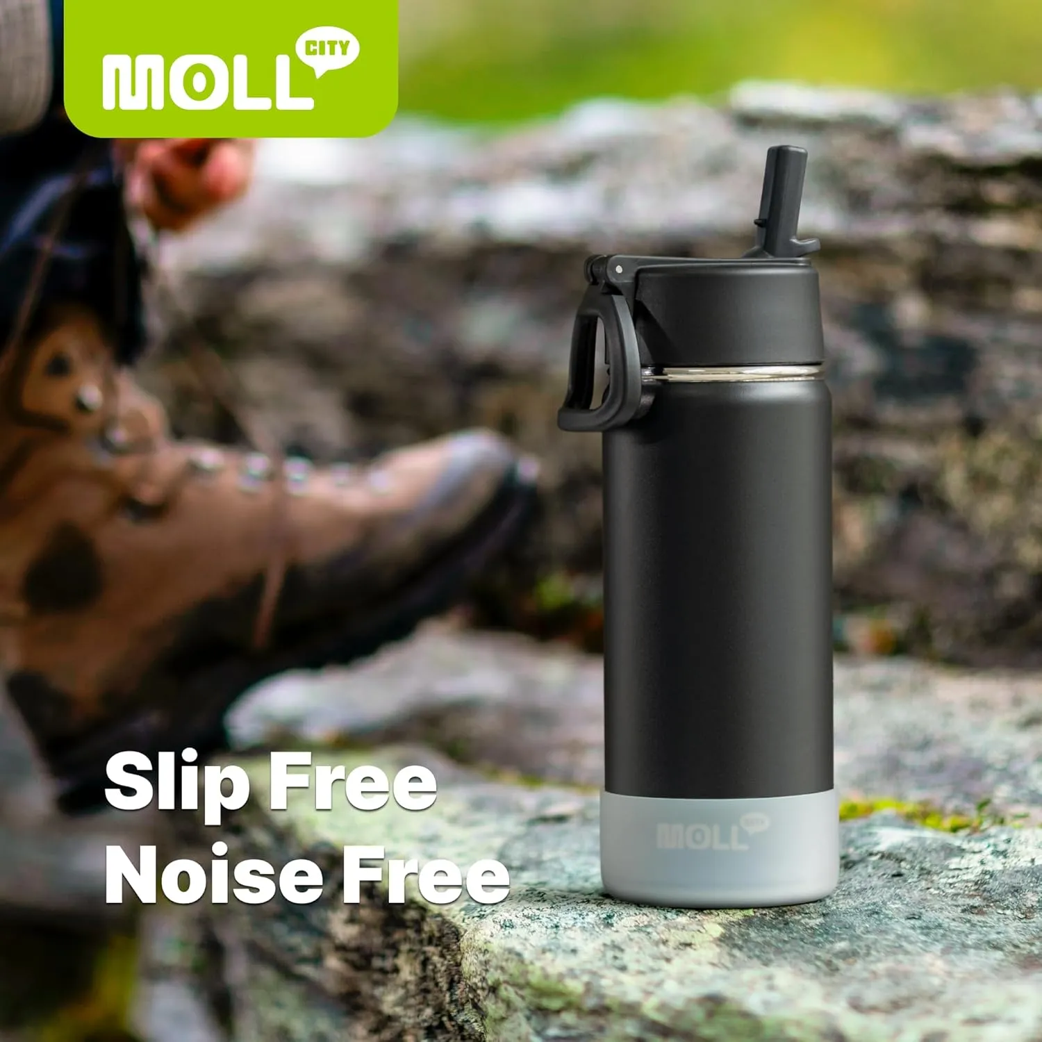 Water Bottle 16 oz Stainless Steel Double Wall Vacuum Insulated Wide Mouth Water Bottle for School-Metal Leak-Proof Travel Water Flask with Straw(Purple)
