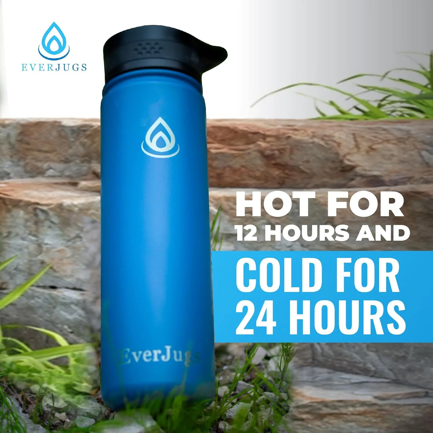 Water Bottle - 22 Oz, Wide Mouth, Premium Stainless Steel Bottle with Straw Lid, Double Walled Vacuum Insulated, Thermo Mug, Metal Flask, Leak Proof, Eco-Friendly