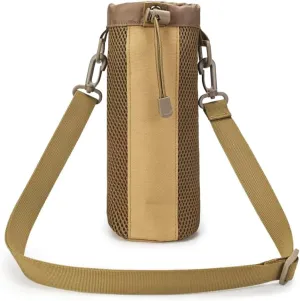 Water Bottle Bag Holder Outdoor Multi-use High Density Nylon Sleeve with Strap Insulated Water Bottle Carrier Sling Bag for Hiking Walking Travel (Yellow)