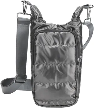 Water Bottle Carrier Bag with Phone Pocket Puffer Tote Bag Quilted Crossbody Shoulder Bag Water Bottle Holder with Strap