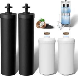 Water Filter Replacement for Berkey® Gravity Water Filter System, Compatible with Berkey® BB9-2® Black Filters & PF-2® Fluoride Filters,Combo Pack