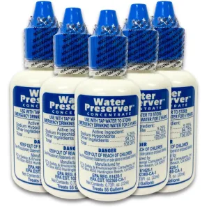 Water Preserver for 55 Gallon Water Tank - Purifies Water for Drinking for 5 Years - Ideal for Emergency Water Storage or Rain Collection - Survival Kit, Earthquake, Hurricane, Emergency Water-5 Pack