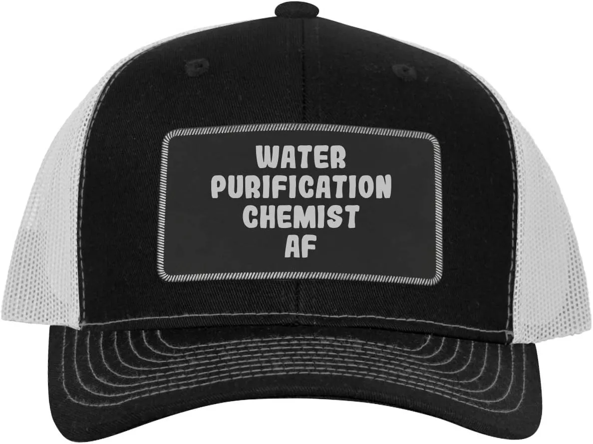 Water Purification Chemist AF - Leather Black Patch Engraved Trucker Hat