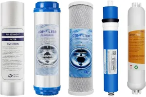 Water Purification Filter 10 Inch Universal P P Cotton U D F C T O Block R O Membrane T33 Repalcement The Water Filter(Blue)