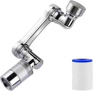 Water Purification Filter 1080° Rotating Water Purification Filter Plastic Faucet Mechanical Arm Spray Head Kitchen Washbasin Extension Tap Aerator Univer(Set A)