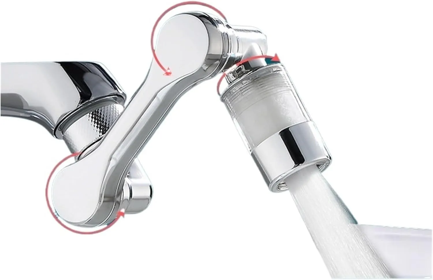 Water Purification Filter 1080° Rotating Water Purification Filter Plastic Faucet Mechanical Arm Spray Head Kitchen Washbasin Extension Tap Aerator Univer(Set B)