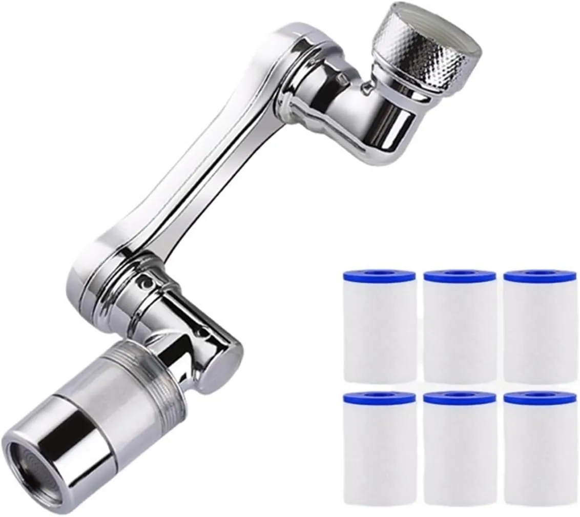 Water Purification Filter 1080° Rotating Water Purification Filter Plastic Faucet Mechanical Arm Spray Head Kitchen Washbasin Extension Tap Aerator Univer(Set B)