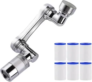 Water Purification Filter 1080° Rotating Water Purification Filter Plastic Faucet Mechanical Arm Spray Head Kitchen Washbasin Extension Tap Aerator Univer(Set B)