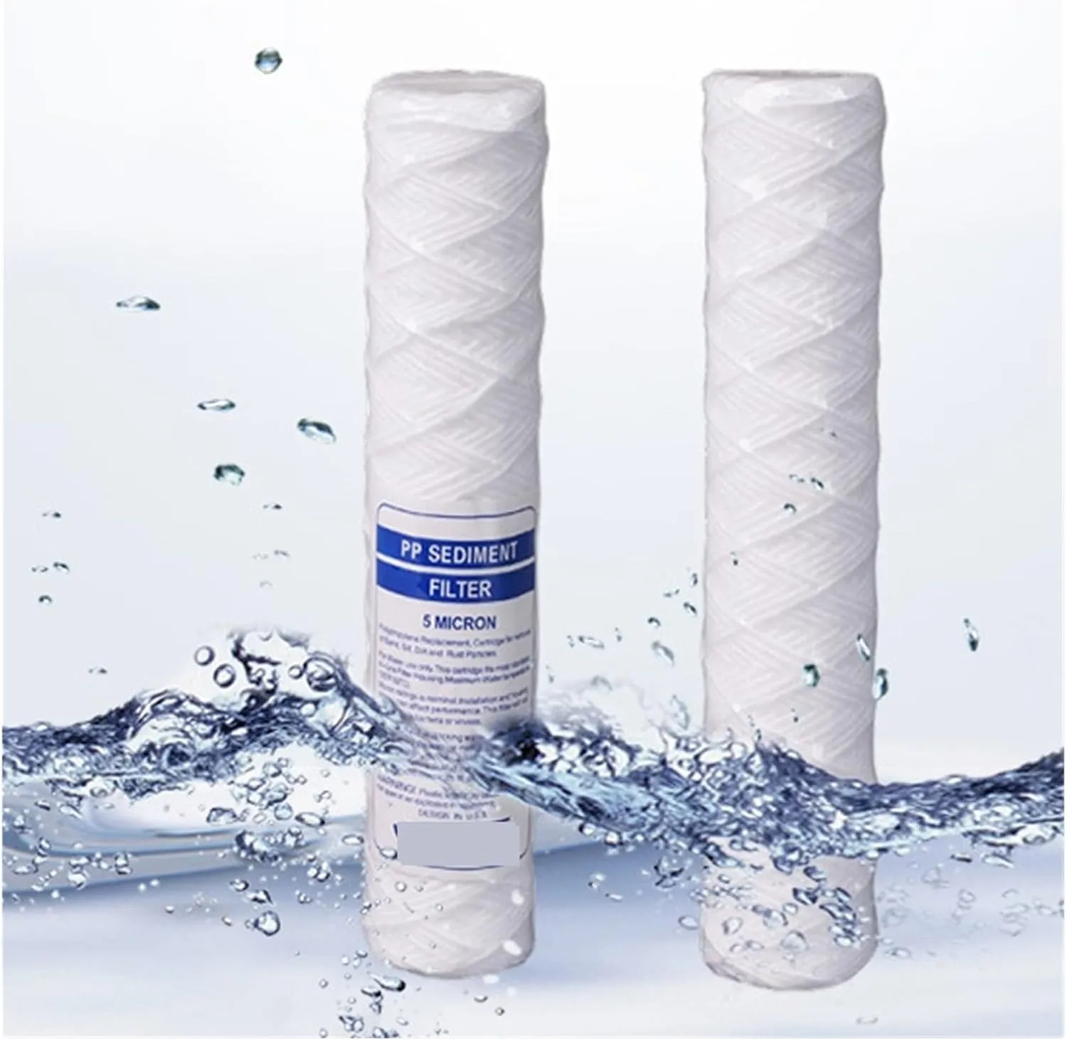 Water Purification Filter 10Inch 5micron Universal Cotton String Wound Sediment Water Filter Replacement Cartridge Whole House Sediment Filtration(1pcs)