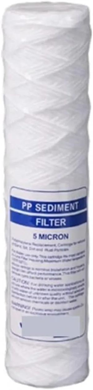 Water Purification Filter 10Inch 5micron Universal Cotton String Wound Sediment Water Filter Replacement Cartridge Whole House Sediment Filtration(1pcs)