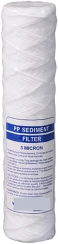 Water Purification Filter 10Inch 5micron Universal Cotton String Wound Sediment Water Filter Replacement Cartridge Whole House Sediment Filtration(1pcs)