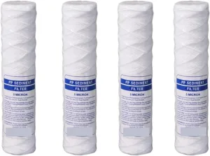 Water Purification Filter 10Inch 5micron Universal Cotton String Wound Sediment Water Filter Replacement Cartridge Whole House Sediment Filtration(4PCS)