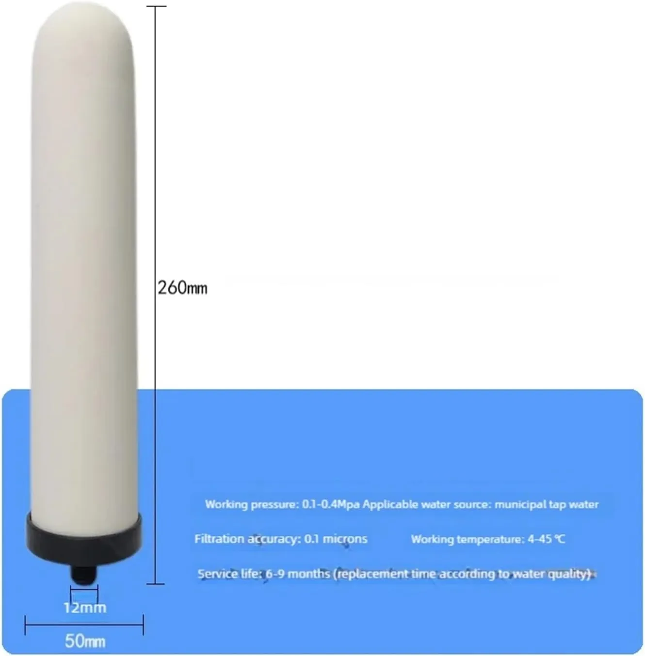 Water Purification Filter 10inch Universal Ceramic Water Filter,Water Filter Replacement,Remove Chlorine Impurities,Water Purifier(1/2)