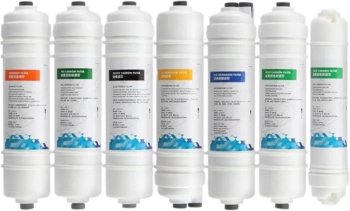 Water Purification Filter 10inch Water Filter Replacement,PP Cotton,T33 Actived Carbon Water Filter Removal The Cholorine,Water Filter(5Sets)
