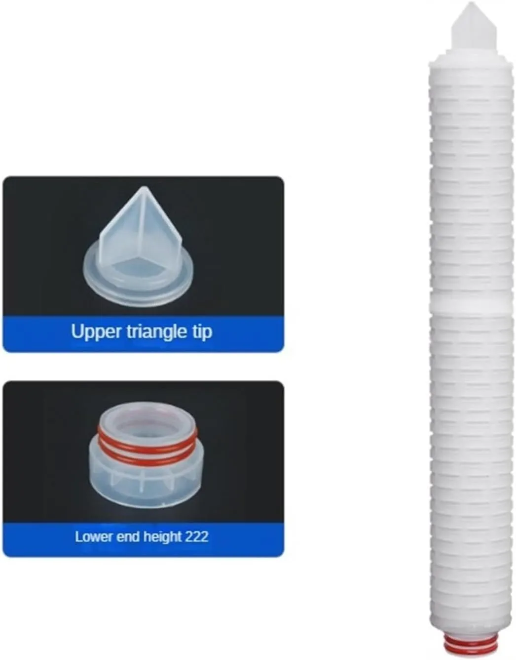 Water Purification Filter 20 -inch PP Microporous Folding Filter Element,Folding Filter Precision Filter(Light Grey)