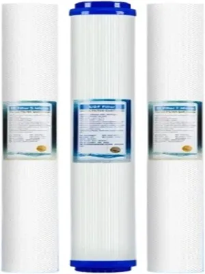 Water Purification Filter 20inch Cotton Water Filter Set Removal The Chlorine Three Stage Water Purifier Accssories(Black and White)