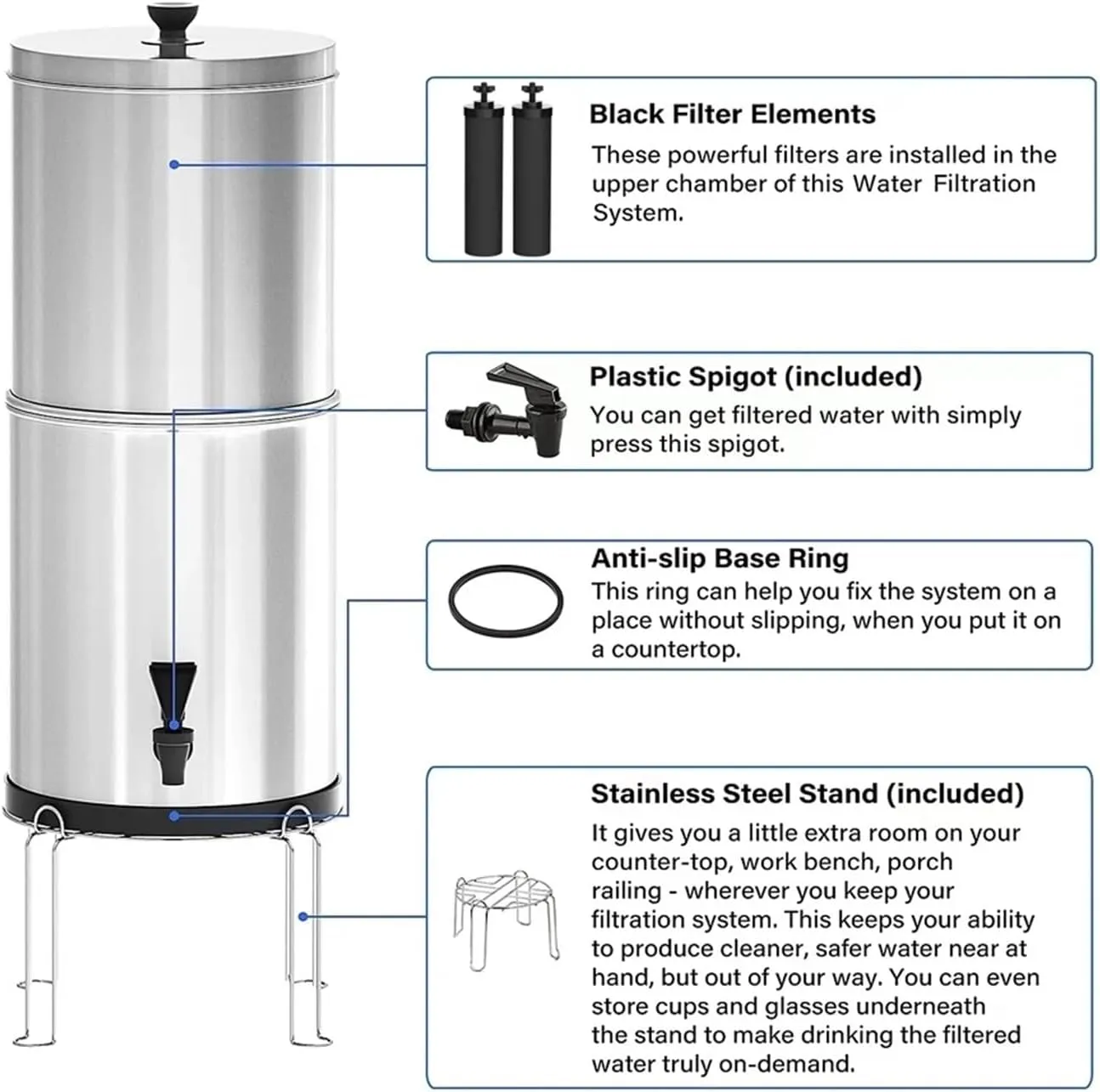 Water Purification Filter Feed Water Filtration, 2-Gallon Stainless Steel mesa Filtration, Suitable for Home and Outdoor use(5pcs)