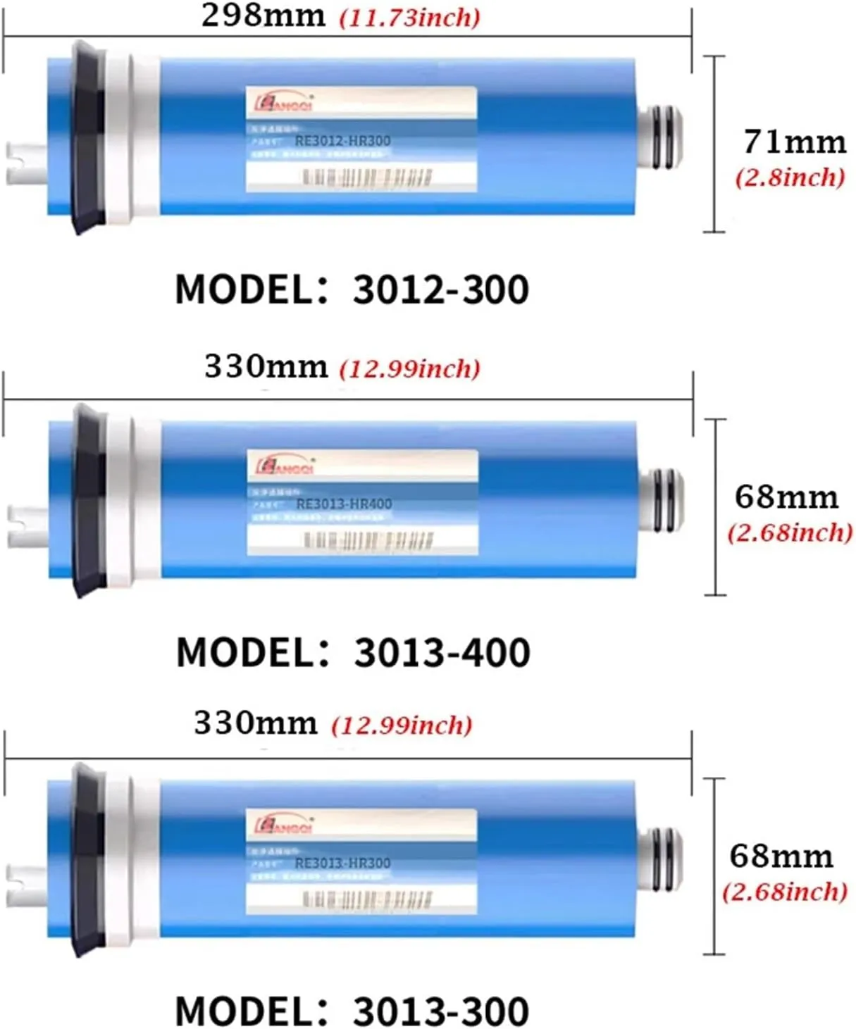 Water Purification Filter Home Kitchen Reverse Osmosis Membrane Replacement Water Filter Purifier Water Drinking Treatment 75/100/150/200GPD(3012 300GPD)