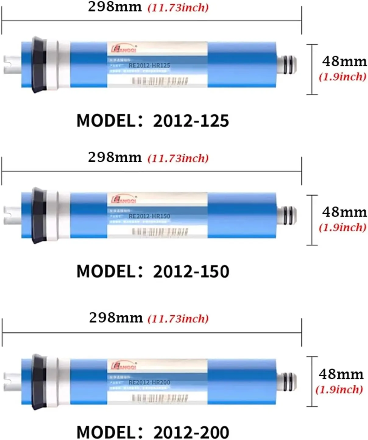 Water Purification Filter Home Kitchen Reverse Osmosis Membrane Replacement Water Filter Purifier Water Drinking Treatment 75/100/150/200GPD(3012 300GPD)