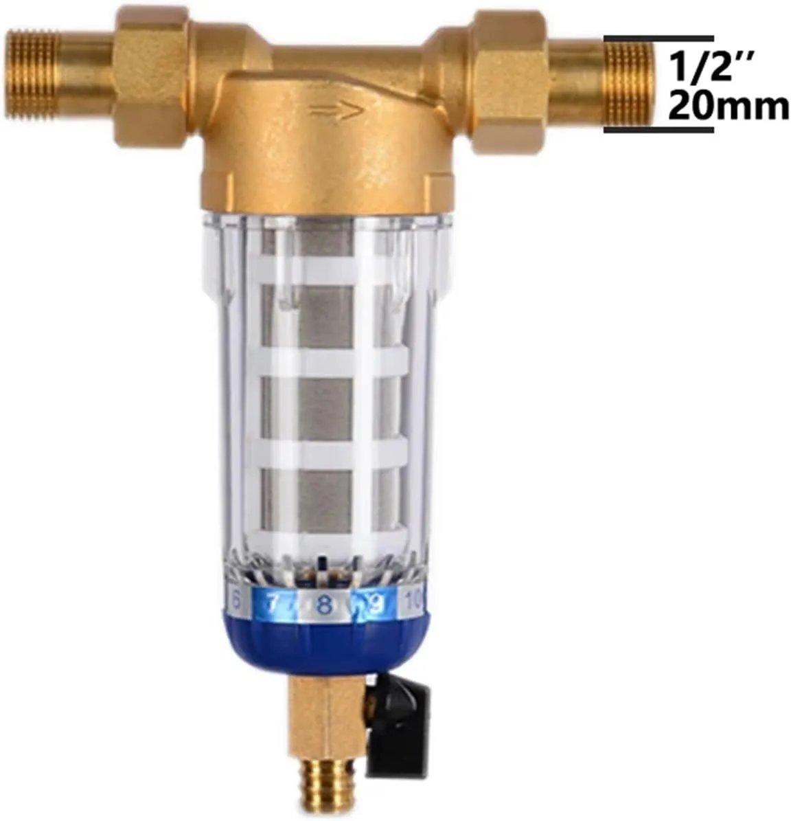 Water Purification Filter Pre Filter Backwash Stainless Steel Mesh Purifier Central Prefilter Water Filter Sediment Filtration Whole House Water Filter(QZ05DN15)