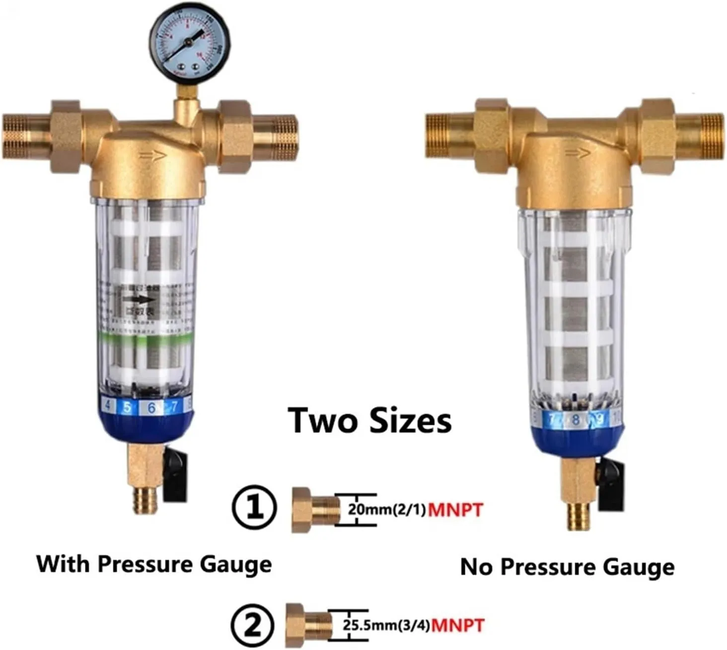 Water Purification Filter Pre Filter Backwash Stainless Steel Mesh Purifier Central Prefilter Water Filter Sediment Filtration Whole House Water Filter(QZ05DN15)